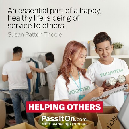 An essential part of a happy, healthy life is being of service to others.  #<Author:0x00007fcdfbdeb400>