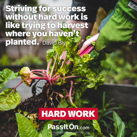 Striving for success without hard work is like trying to harvest where you haven't planted. #<Author:0x00007fbd58924600>