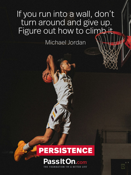 If you run into a wall, don't turn around and give up. Figure out how to climb it. #<Author:0x00007f2eef970520>