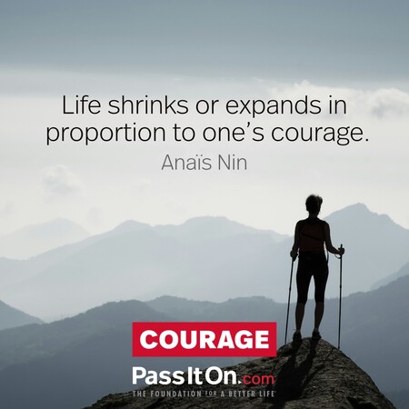 Life shrinks or expands in proportion to one's courage. #<Author:0x00007fcdfa766540>