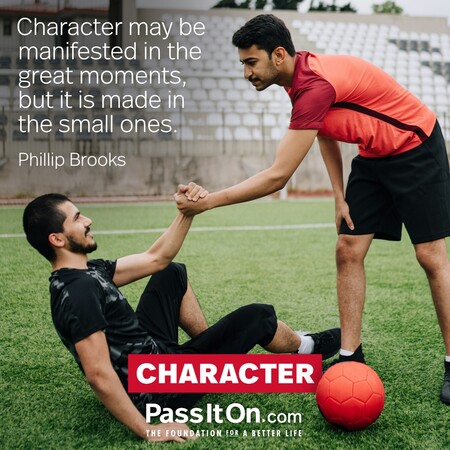 Character may be manifested in the great moments, but it is made in the small ones. #<Author:0x00007fcdfbebd4a0>