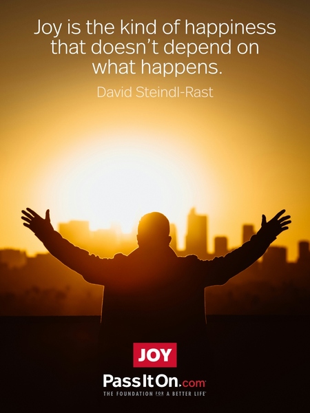 Joy is the kind of happiness that doesn’t depend on what happens. #<Author:0x00007fce0825f7a0>