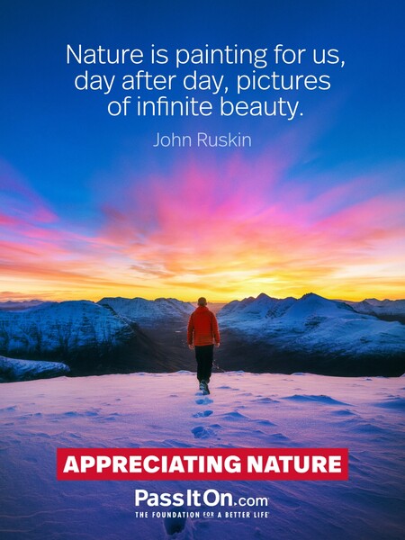 Nature is painting for us, day after day, pictures of infinite beauty. #<Author:0x00007fbd588ea8d8>