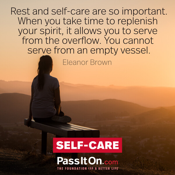 Rest and self-care are so important. When you take time to replenish your spirit, it allows you to serve from the overflow. You cannot serve from an empty vessel. #<Author:0x00007fcdfbd78720>