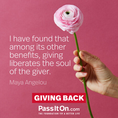 I have found that among its other benefits, giving liberates the soul of the giver. #<Author:0x00007fbd58cb1908>