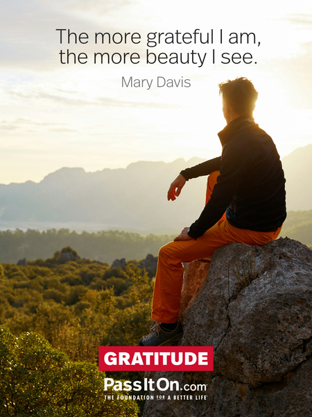 The more grateful I am, the more beauty I see. #<Author:0x00007fbd58d2bf50>