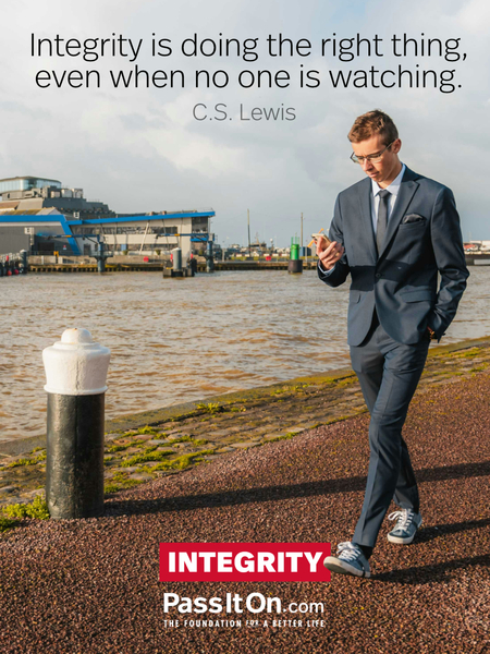 Integrity is doing the right thing, even when no one is watching. #<Author:0x00007f00847d03d0>