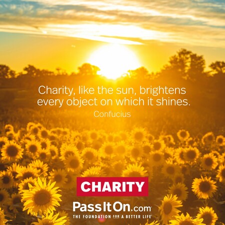 Charity, like the sun, brightens every object on which it shines. #<Author:0x00007fbd591ac458>